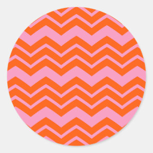 Adesivo Design de padrão de chevron laranja e rosa 