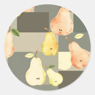 Adesivo Design de Padrão de Pear de Aquarela