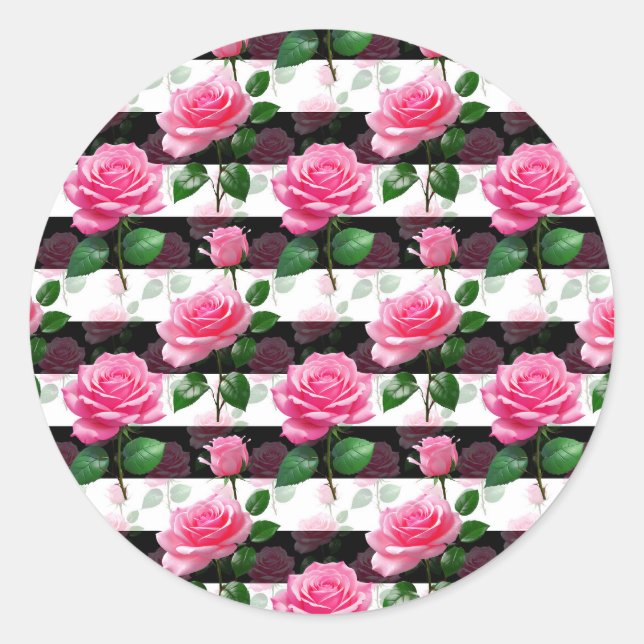 Adesivo Design de Padrão de Rosa de Flor em Segundo Plano  (Frente)