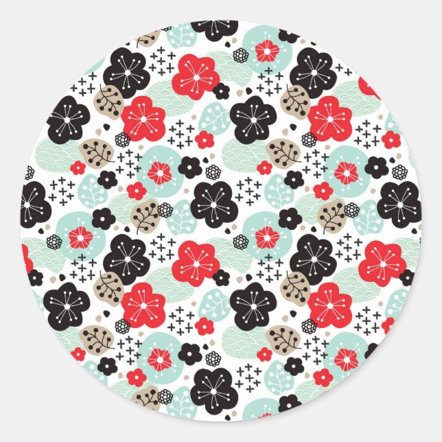 Adesivo Design de padrões japoneses bonitos (Frente)