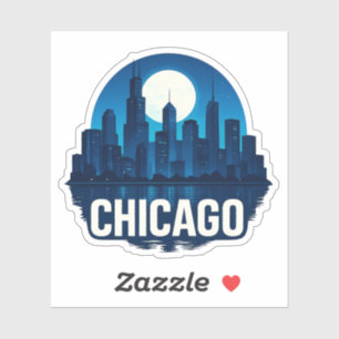 Adesivo Design de paisagem urbana de alta-lua em Chicago S