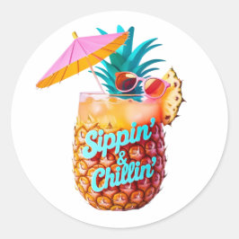 Adesivo Design de Partido Tropical de Sippin e Chillin