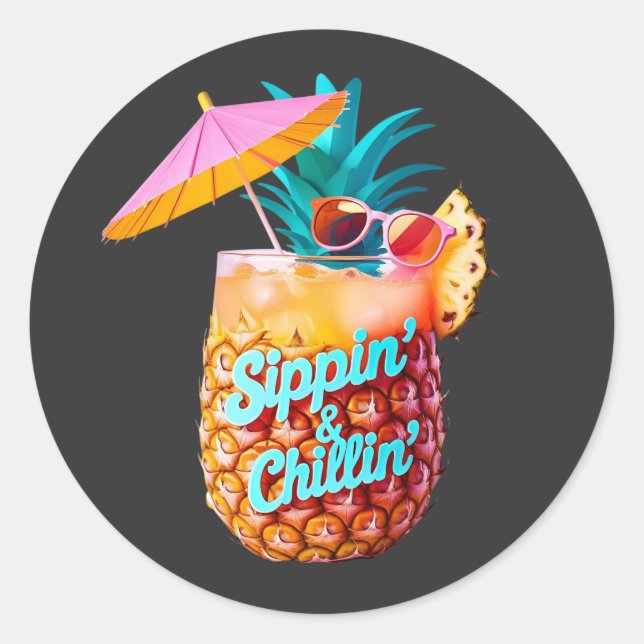 Adesivo Design de Partido Tropical de Sippin e Chillin (Frente)