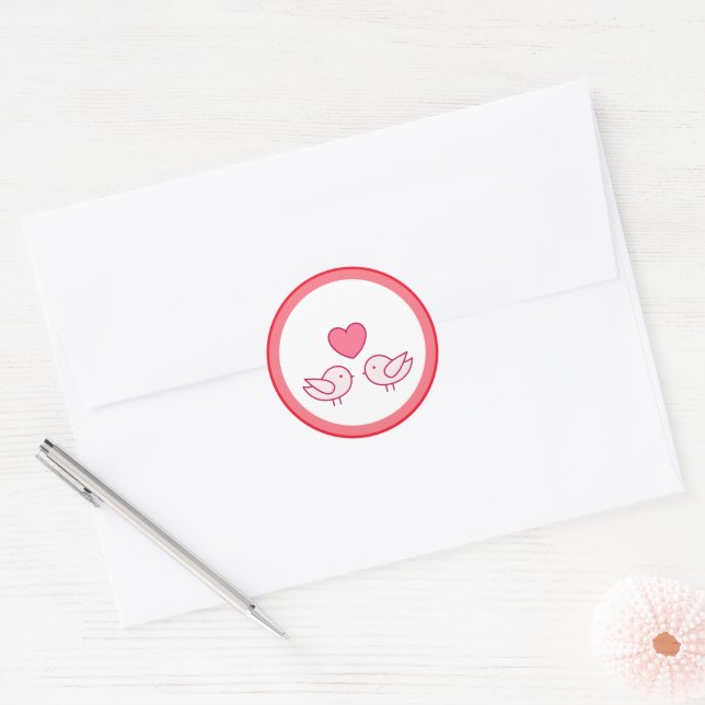 Adesivo Design de Pássaro Fofo e Amor de Coração (Envelope)