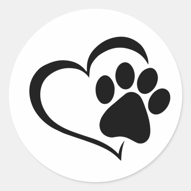 Adesivo Design de PawPrint e Heart (Frente)