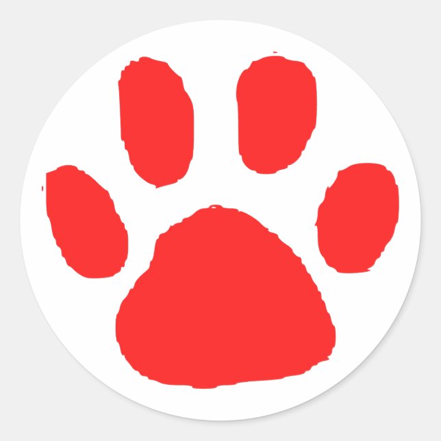 Adesivo Design de Pawprint Vermelho (Impressão de Pata) (Frente)
