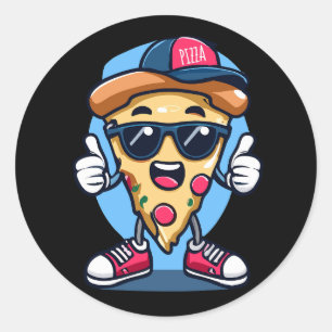 Adesivo Design de pizza impressão vestindo um chapéu bonit