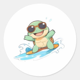 Adesivo Design de Praia de Verão de Tartaruga Surfista Chi
