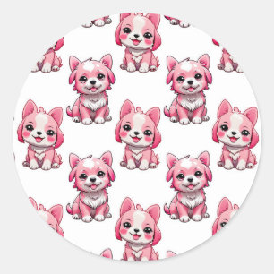 Adesivo Design de Puppy Dog Patterno - branco