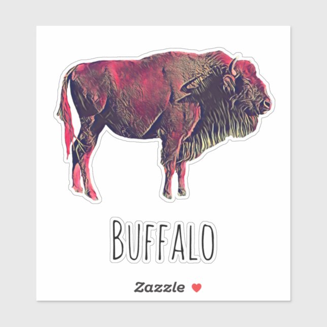 Adesivo Design de Retrato de Buffalo para Bison ou Animal  (Folha)