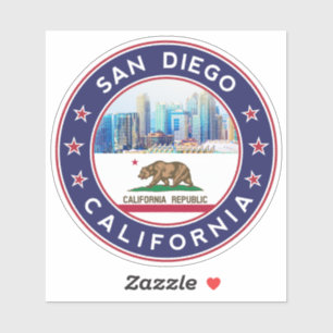 Adesivo Design de San Diego com bandeira da Califórnia