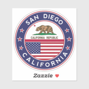 Adesivo Design de San Diego com bandeira da Califórnia