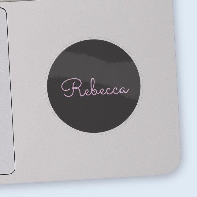 Adesivo Design de Script Retromoderno Rosa legal Editável (Criador carregado)