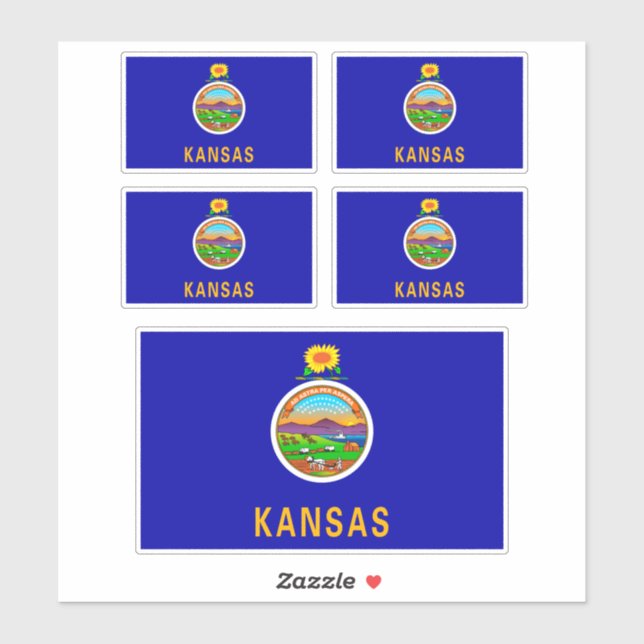 Adesivo Design de Sinalizador do Estado do Kansas (Folha)