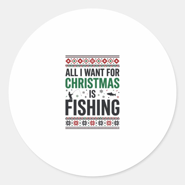 Adesivo Design de Suéter Feio de Pesca de Natal (Frente)