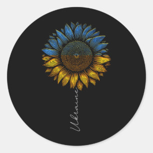 Adesivo Design de Suporte de Bandeira da Ucrânia e Girasso