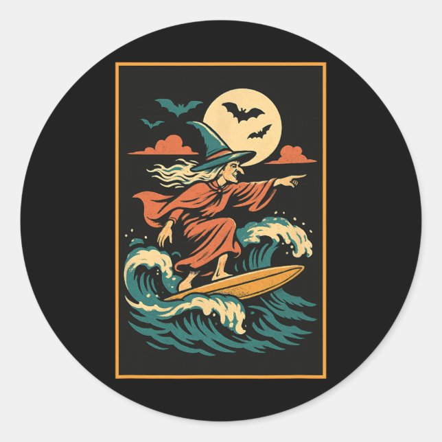 Adesivo Design de Surf de Bruxa – Praia Mágica da Lua Trop (Frente)