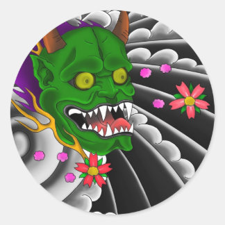 Adesivo design de tatuagem de máscara japonesa