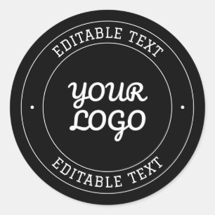 Adesivo Design de Texto Editável c/Seu Logotipo   Preto e 