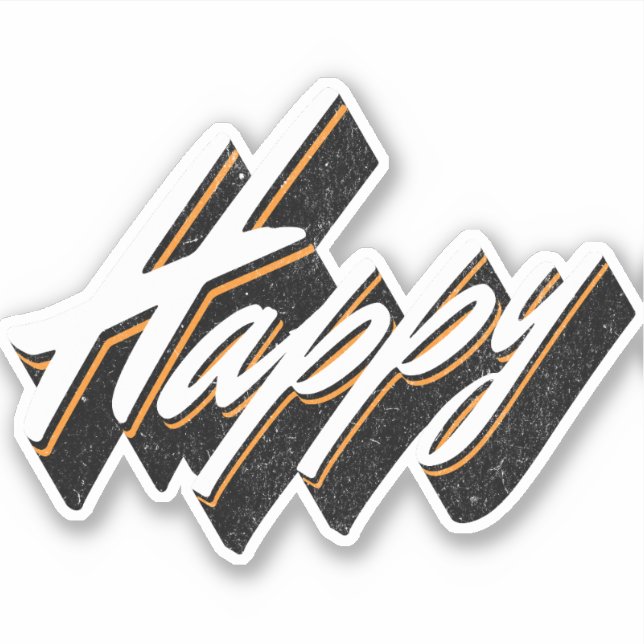 Adesivo Design de texto Feliz (Frente)