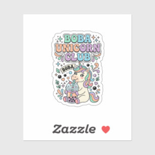 Adesivo Design de Tipografia Kawaii Clube Unicórnio Boba U