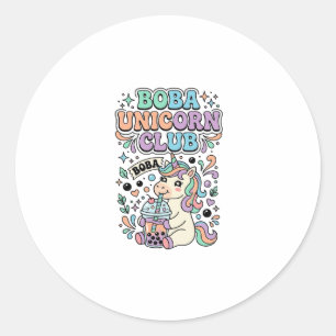 Adesivo Design de Tipografia Kawaii Clube Unicórnio Boba U