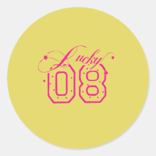 Adesivo Design de Tipografia Neon Rosa Lucky 08