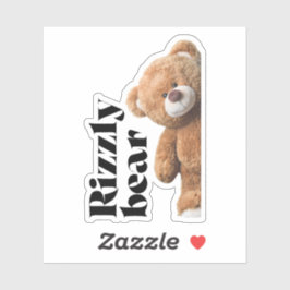 Adesivo Design de urso de pelúcia fofo Rizzly citação engr