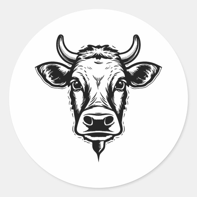 Adesivo Design de Vaca Mínima BW (Frente)