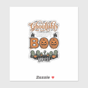 Adesivo Design de Vetor Assustador Fofo de Pequeno Boo Yah