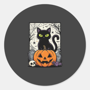 Adesivo Design de Vetor de Abóbora de Gato Preto de Hallow