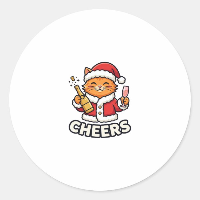 Adesivo Design de Vetor de Gato de Natal Alegra (Frente)