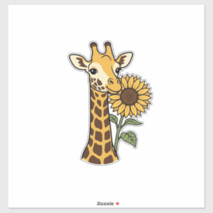 Adesivo Design de Vetor de Girassol de Girafa Vintage_1