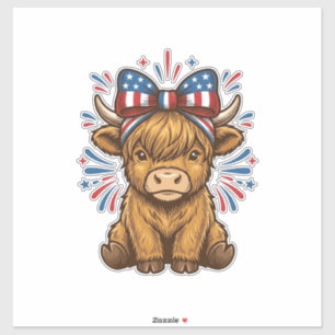 Adesivo Design de Vetor de Vaca das Terras Altas Patriótic