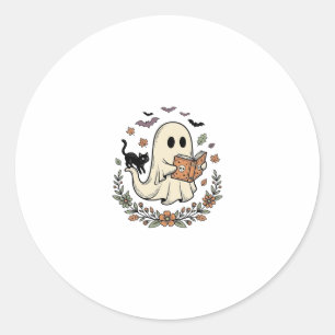 Adesivo Design de Vetor Floral de Gato Fantasma Vintage de