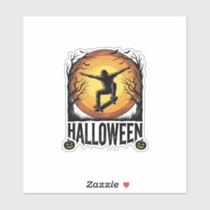 Adesivo Design de Vetor Vintage de Skate Moon Halloween_1