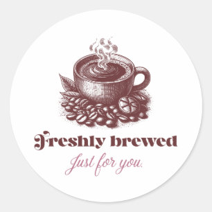 Adesivo Design de Xícara de Café Vintage Recém-Preparado