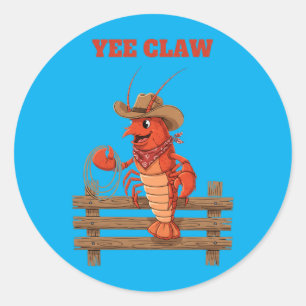 Adesivo Design Divertido de Lagosta Cowboy Yee Claw para F