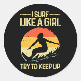 Adesivo Design Divertido de Surfista Feminino Para Mulhere
