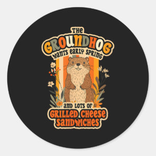 Adesivo Design Divertido do Dia do Groundhog - Primavera C