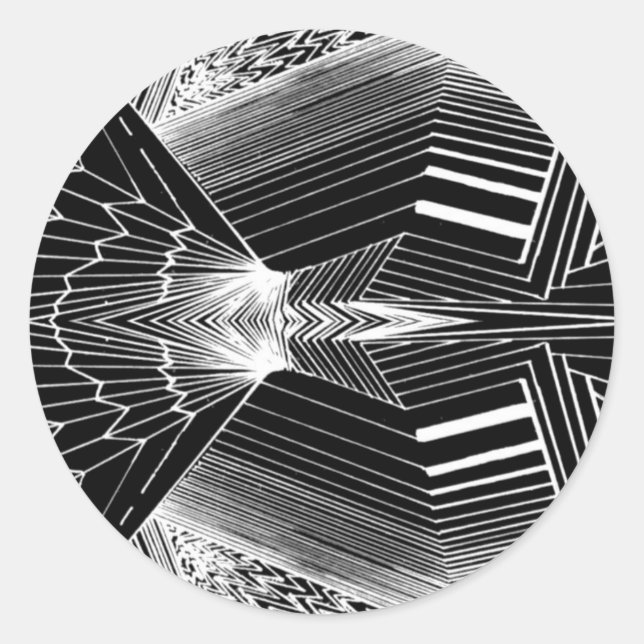 Adesivo Design do abstrato preto e branco de linha geométr (Frente)