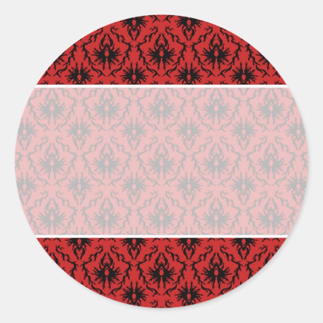 Adesivo Design do Damasco Vermelho e Negro. (Frente)