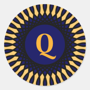 Adesivo design do ornamentado Q Dourado monograma