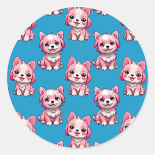 Adesivo Design do padrão de cachorros cor-de-rosa - azul