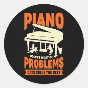 Adesivo Design do Piano Player para um Gato Lover
