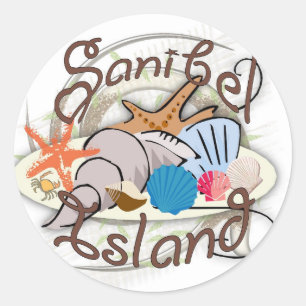 Adesivo Design do seashell de Florida da ilha de Sanibel