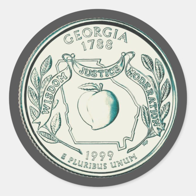 Adesivo Design do Trimestre do Estado da Geórgia (Frente)