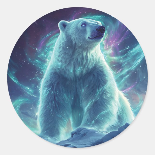 Adesivo Design do Urso Polar Majestoso com Luzes Nortes (Frente)