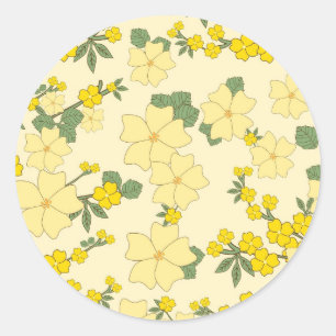 Adesivo Design floral amarelo-limão-verde-vindimado
