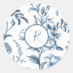 Adesivo Design floral azul e branco